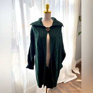 IRISH WOOL CHUNKY KNIT LONG LINE CARDIGAN SWEATER